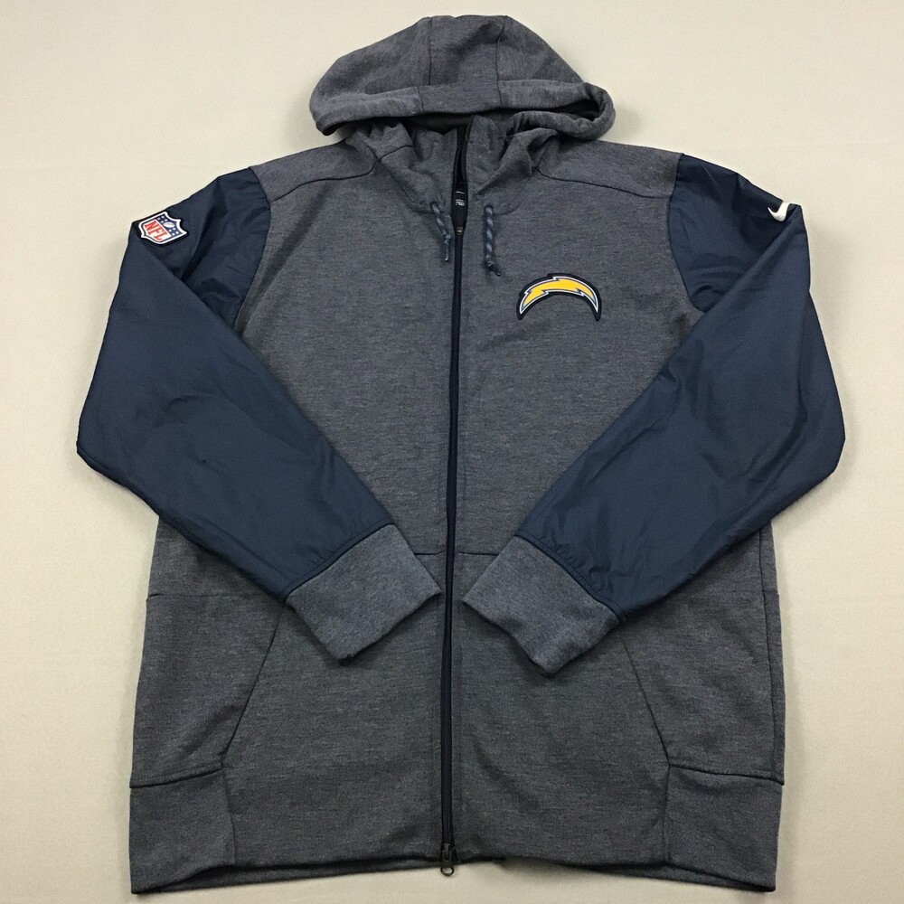 Los Angeles Chargers Jacket Men Large Blue Nike On Field NFL Pockets Hood L